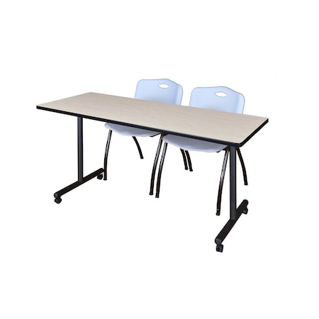 Kobe Rectangle Mobile table, 66" W, 29" H, Laminate Top, Maple MKTRCC6624PL47GY